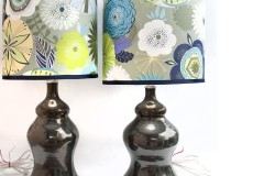 Metallic Green Lamps with Fabric Shades